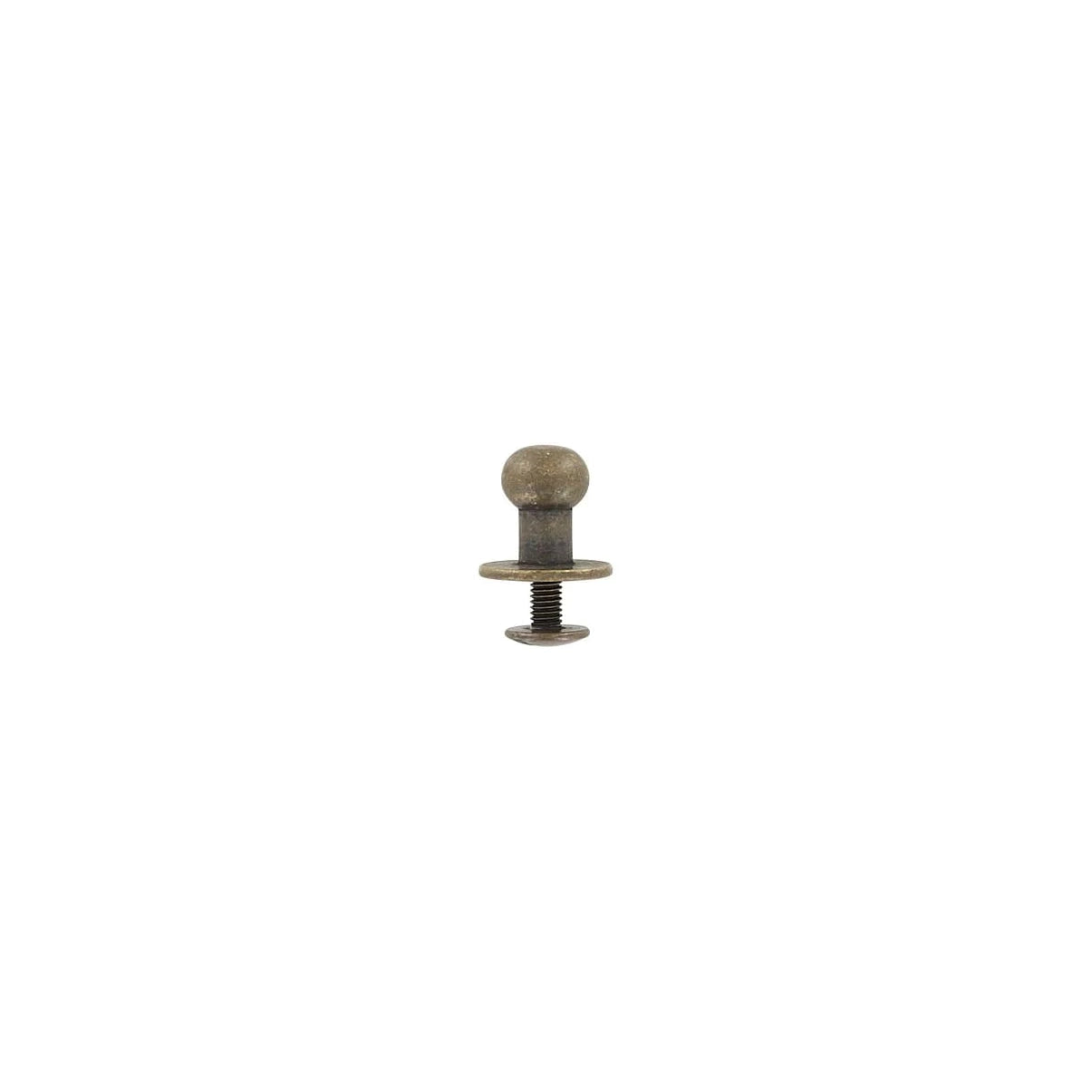 12mm, Antique Brass, Flat Top Collar Button Stud with Screw, Solid Brass, #P-2391-ANTB