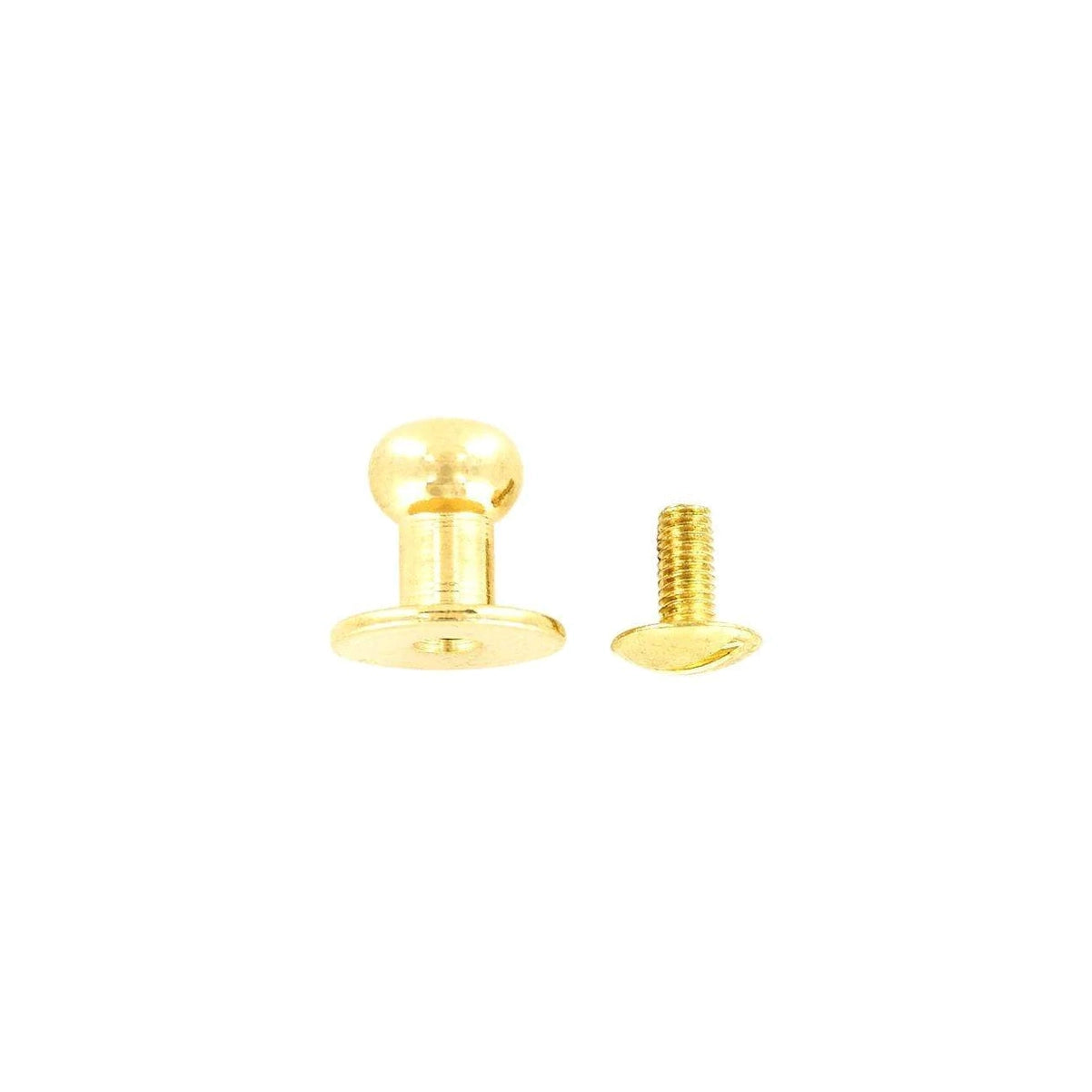12mm, Brass, Flat Top Collar Button Stud with Screw, Solid Brass