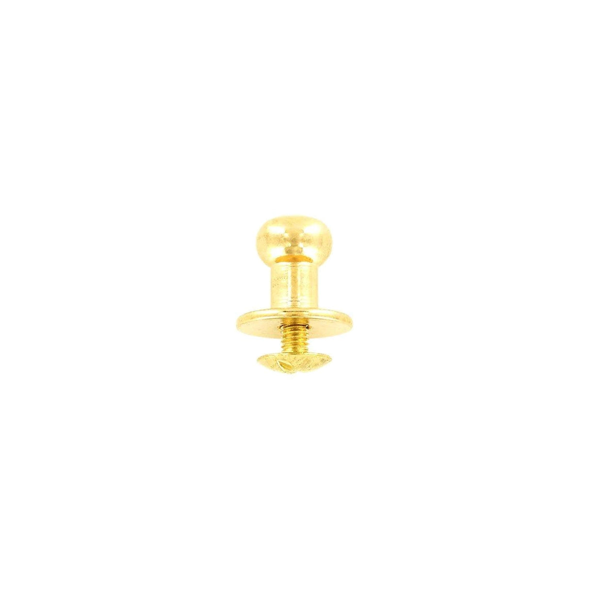 12mm, Brass, Flat Top Collar Button Stud with Screw, Solid Brass