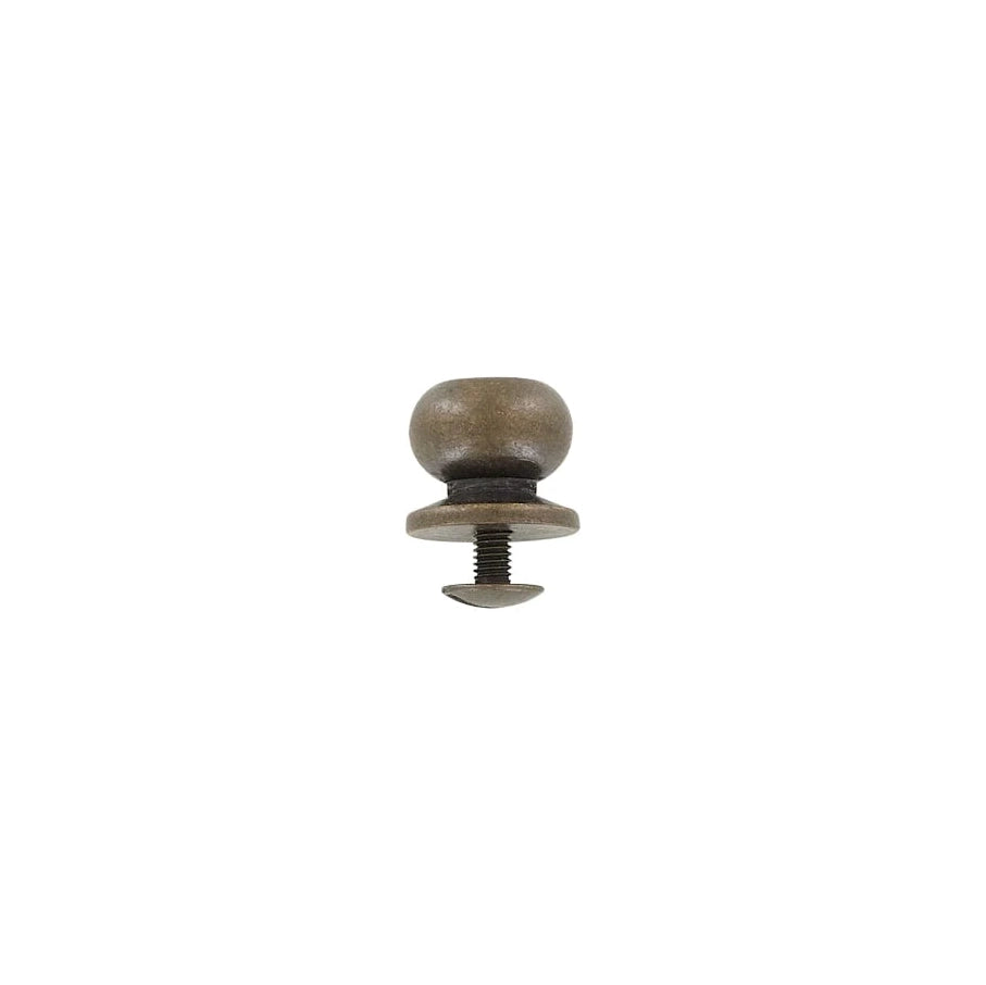 13mm, Antique Brass, Tapered Collar Button Stud with Screw, Solid Brass