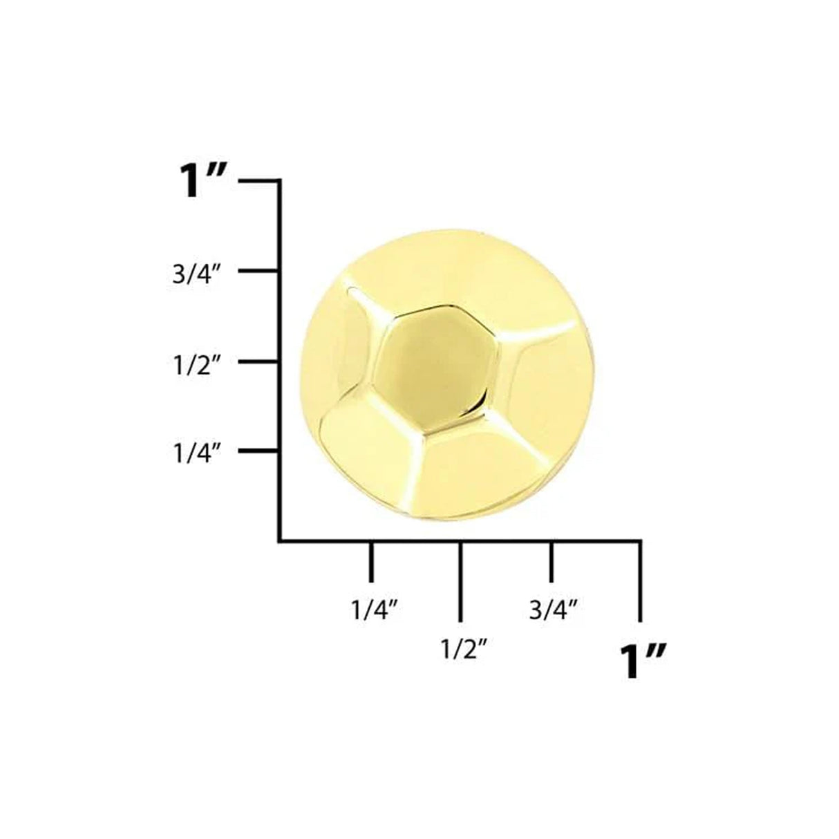 20mm Gold, Hexigon Stud With Screw, Zinc Alloy