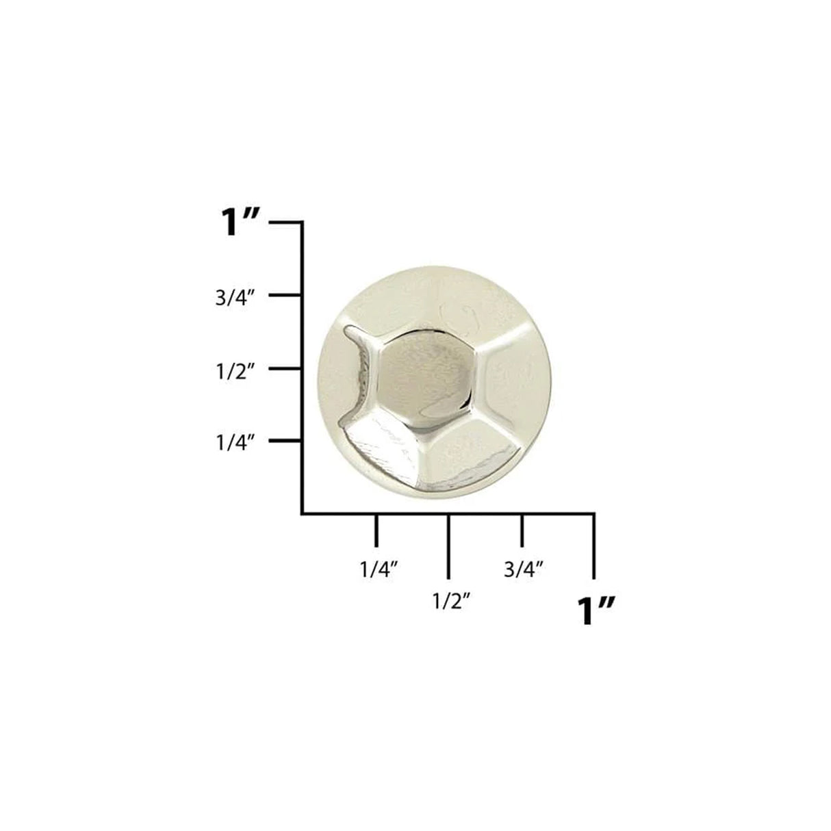 20mm Nickel, Hexigon Stud With Screw, Zinc Alloy