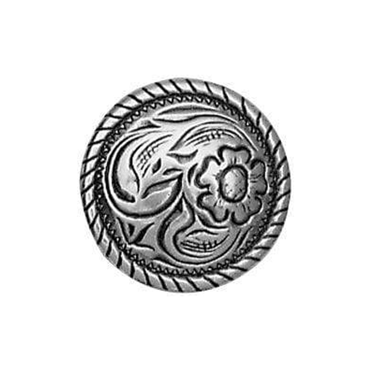 3/4" Nickel, Round Rope Edge Concho, Rivet Back, Zinc Alloy - PK5