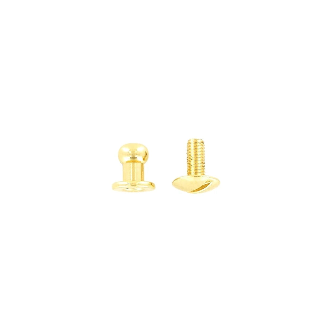 7mm, Gold, Small Collar Button Stud with Screw, Solid Brass - PK5, #P-2712-GOLD