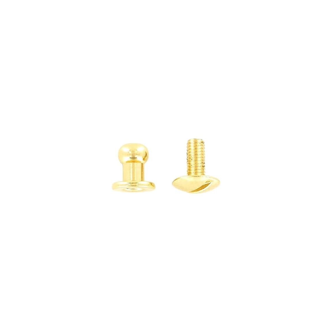 7mm, Gold, Small Collar Button Stud with Screw, Solid Brass - PK5