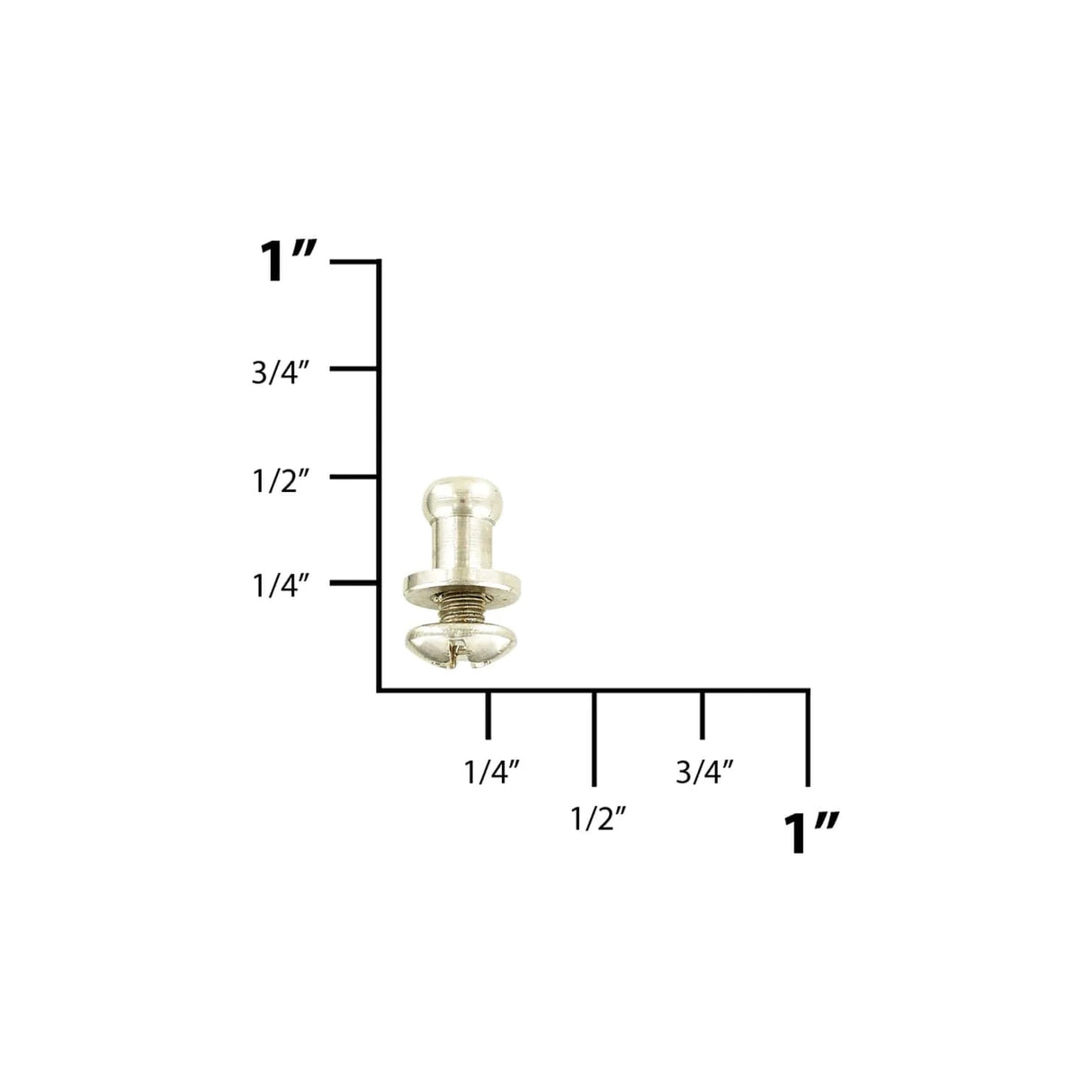 7mm, Nickel, Small Collar Button Stud with Screw, Solid Brass - PK5