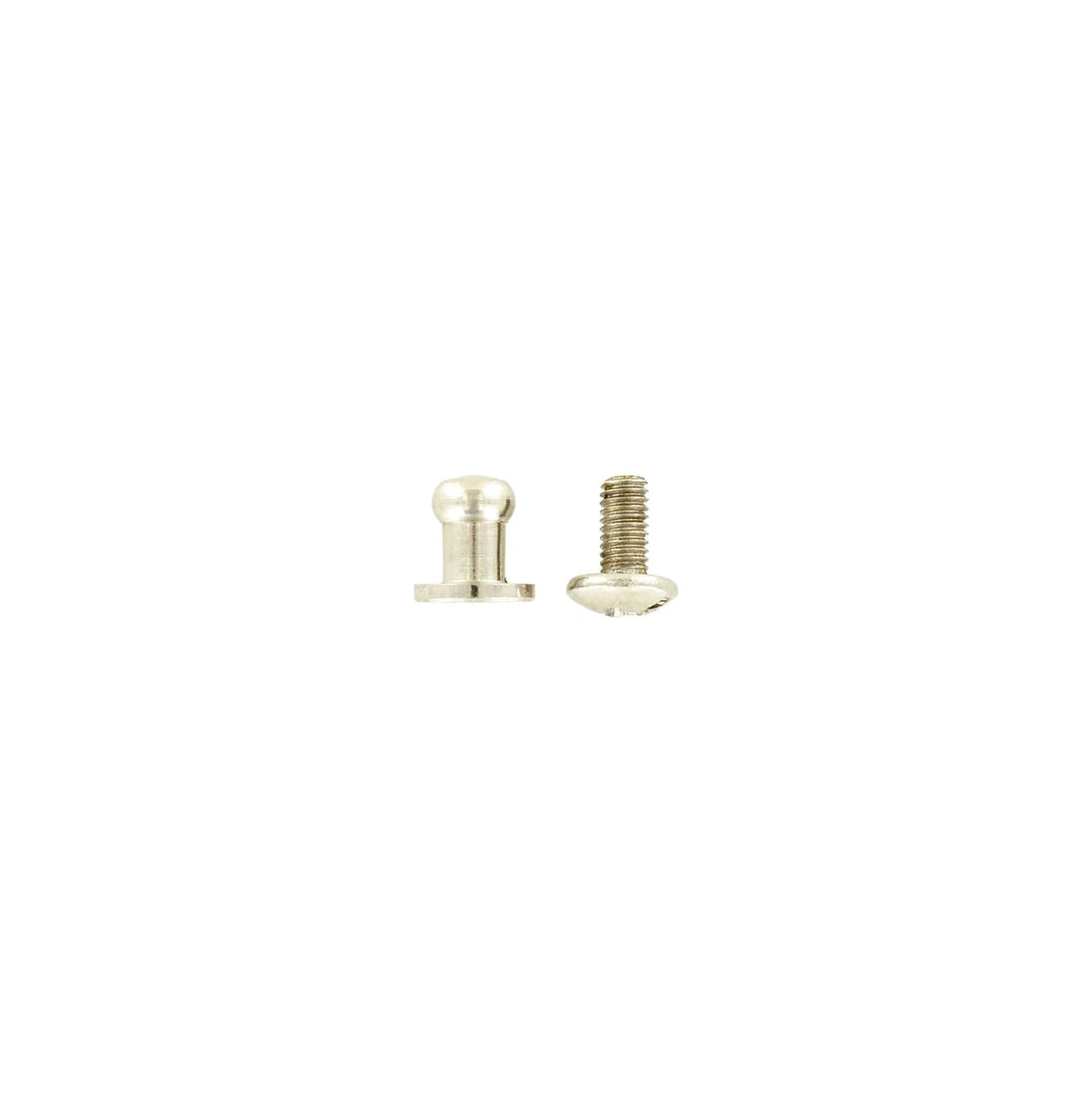 7mm, Nickel, Small Collar Button Stud with Screw, Solid Brass - PK5
