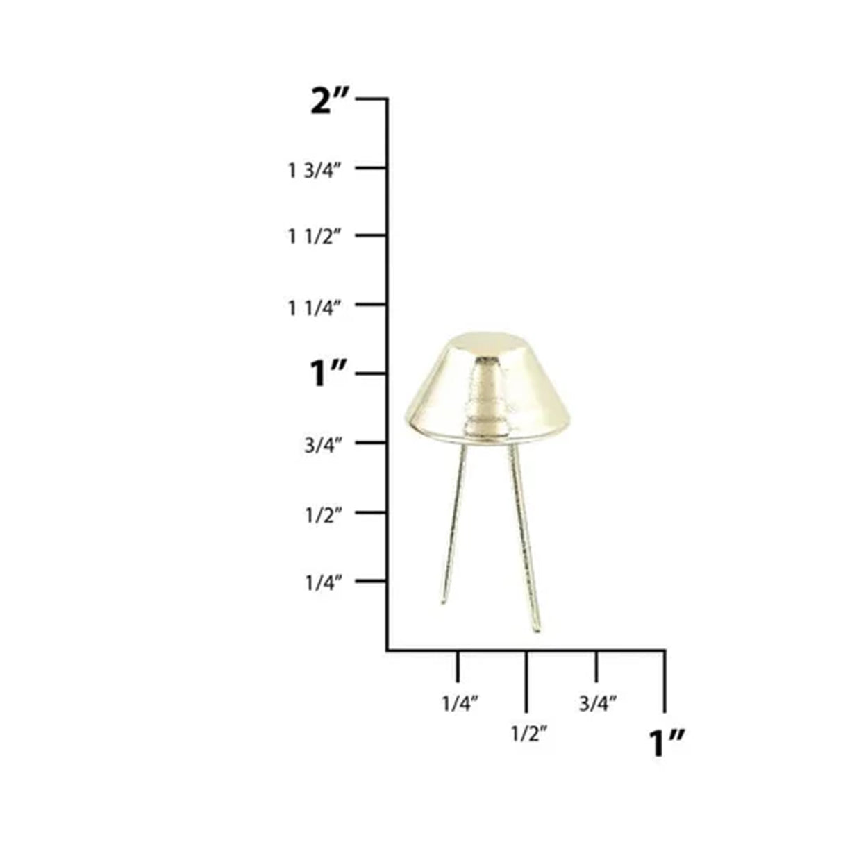 5/8" Nickel, Cone Handbag Bottom Stud Prong, Zinc Alloy-PK10