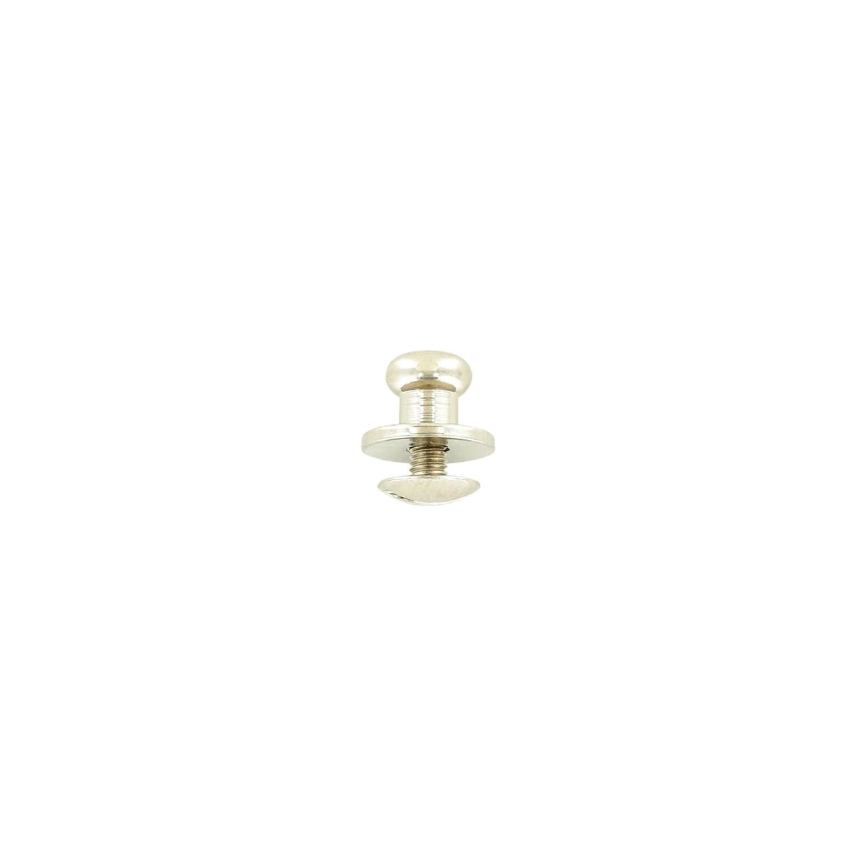 10mm, Shiny Nickel, Flat Top Collar Button Stud with Screw, Solid Brass - PK5