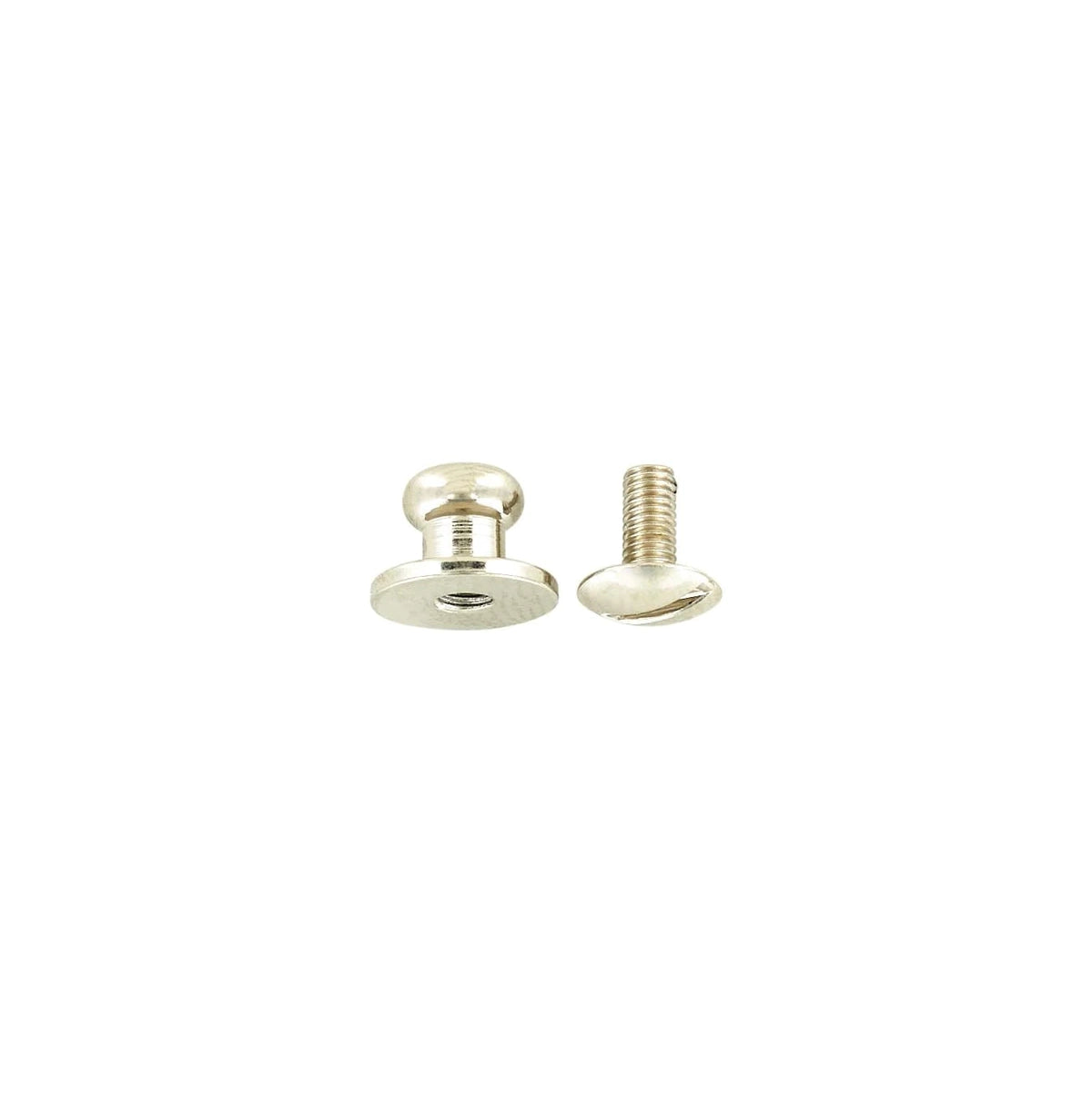10mm, Shiny Nickel, Flat Top Collar Button Stud with Screw, Solid Brass - PK5