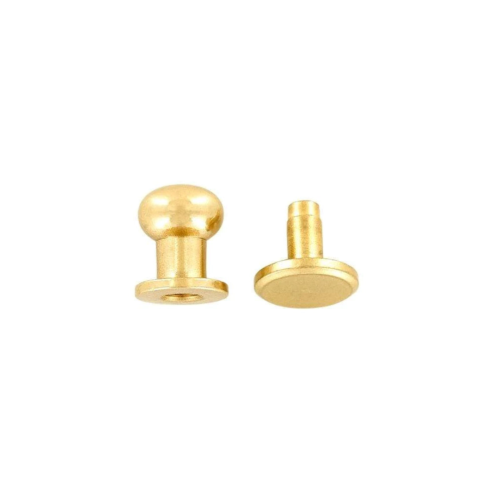 10mm Brass, Press Stud Collar Button, Solid Brass - PK5