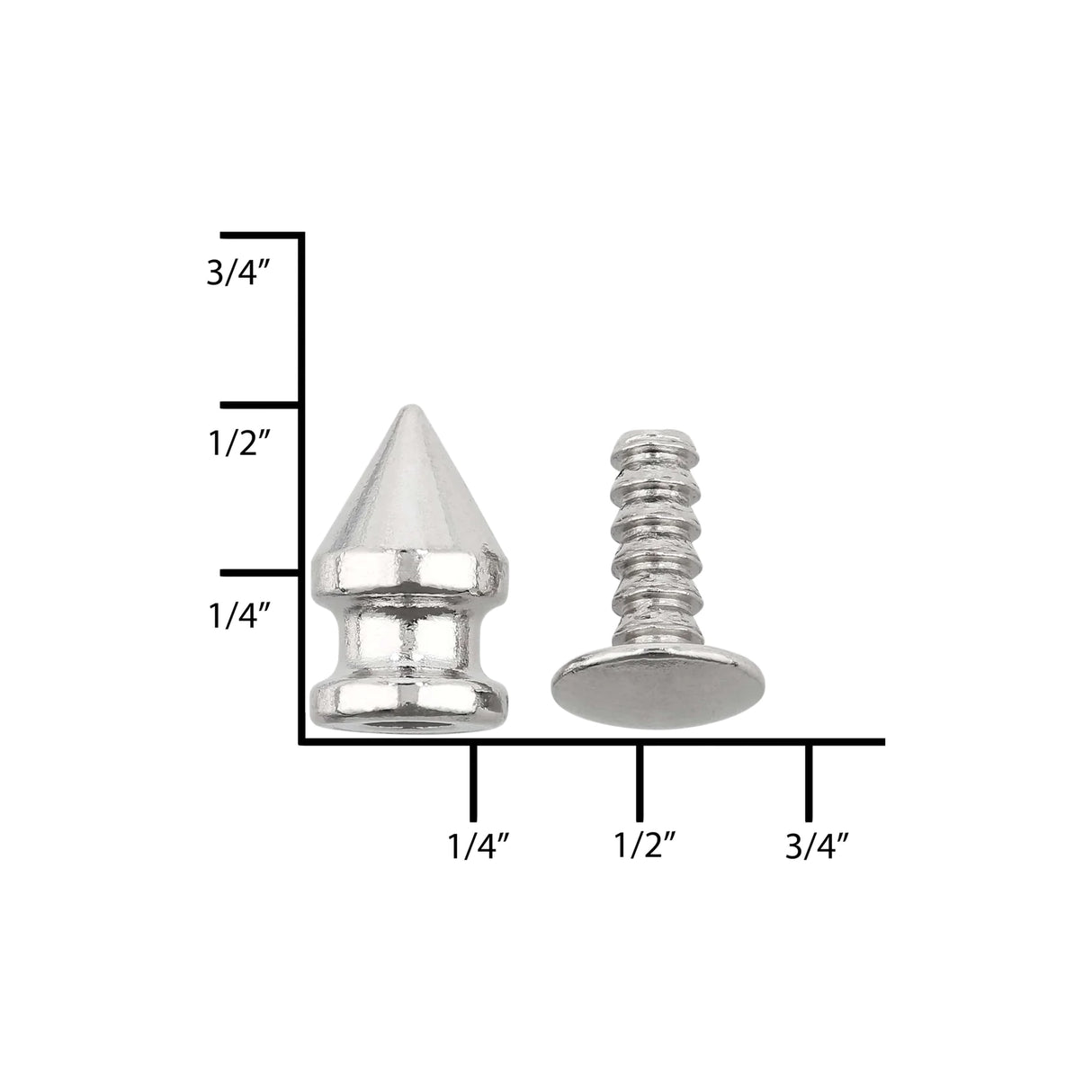 8mm Nickel, Spike Stud, Zinc Alloy - PK10