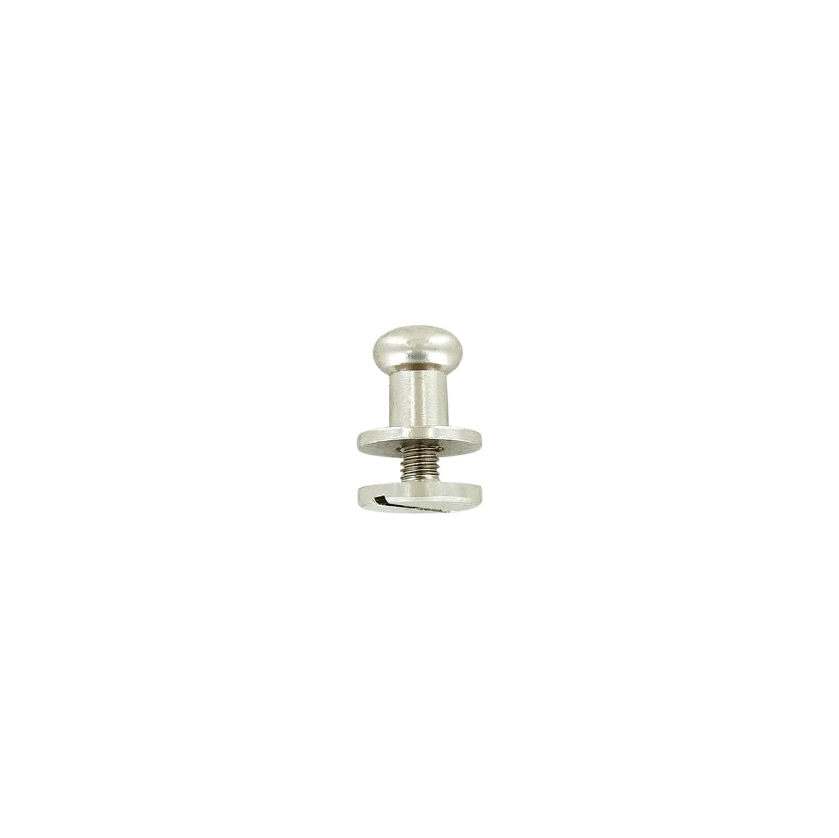 9mm, Nickel, Round Top Collar Button Stud with Screw, Solid Brass