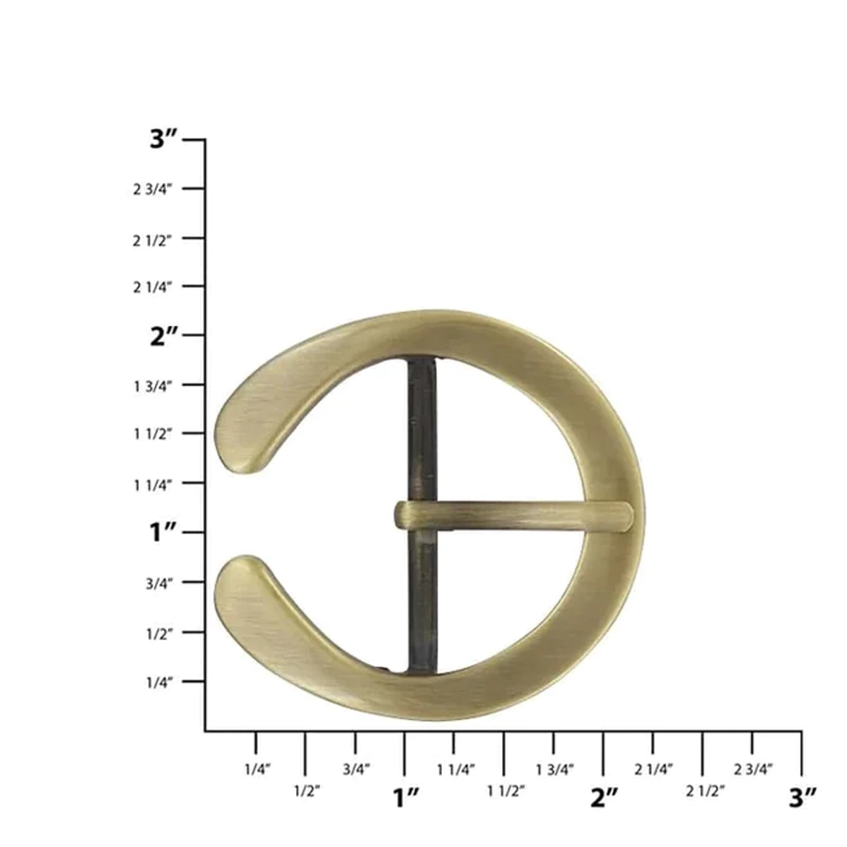 1 1/2" Antique Brass, Horseshoe Center Bar Buckle, Zinc Alloy