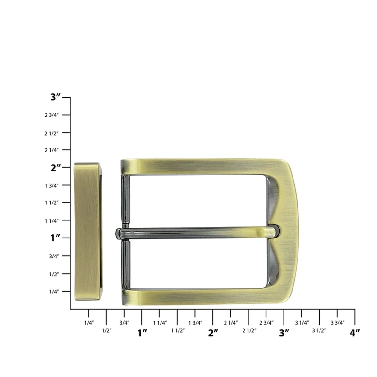 1 1/2" Antique Brass, Slim Modern Buckle Set, Zinc Alloy