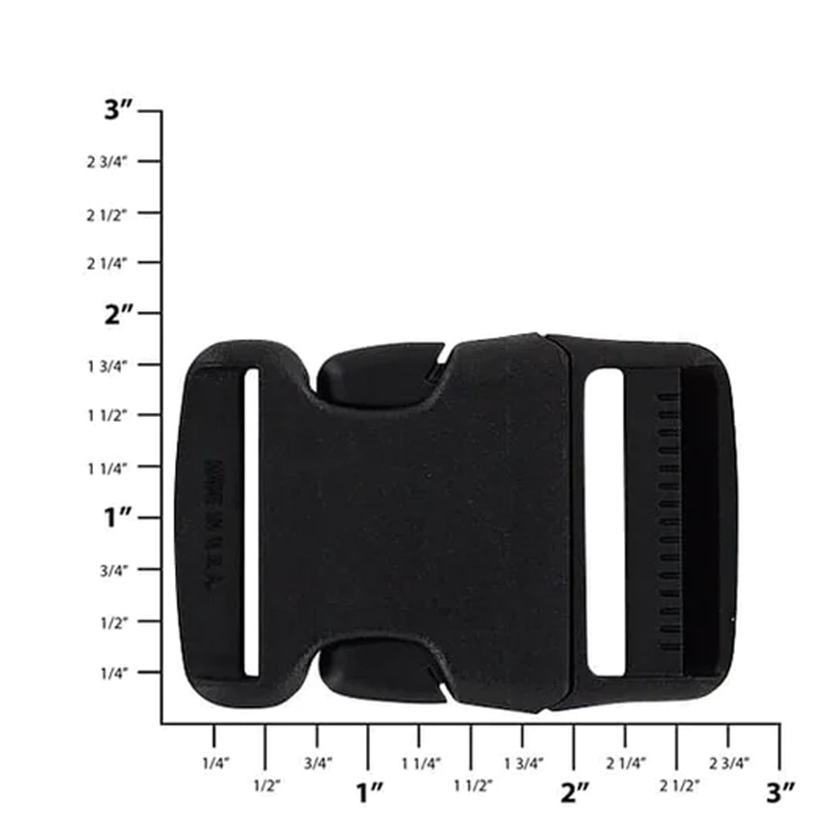 1 1/2" Black, Adjustable Side Side Squeeze Buckle, Plastic