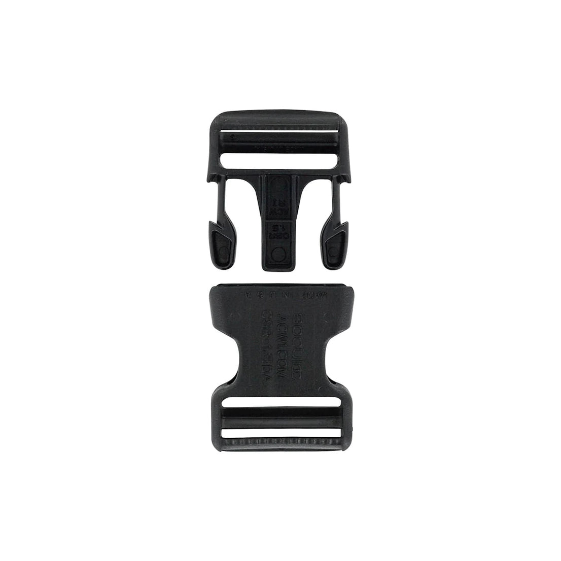 1 1/2" Black, Dual Adjustable Side Squeeze Buckle, Plastic