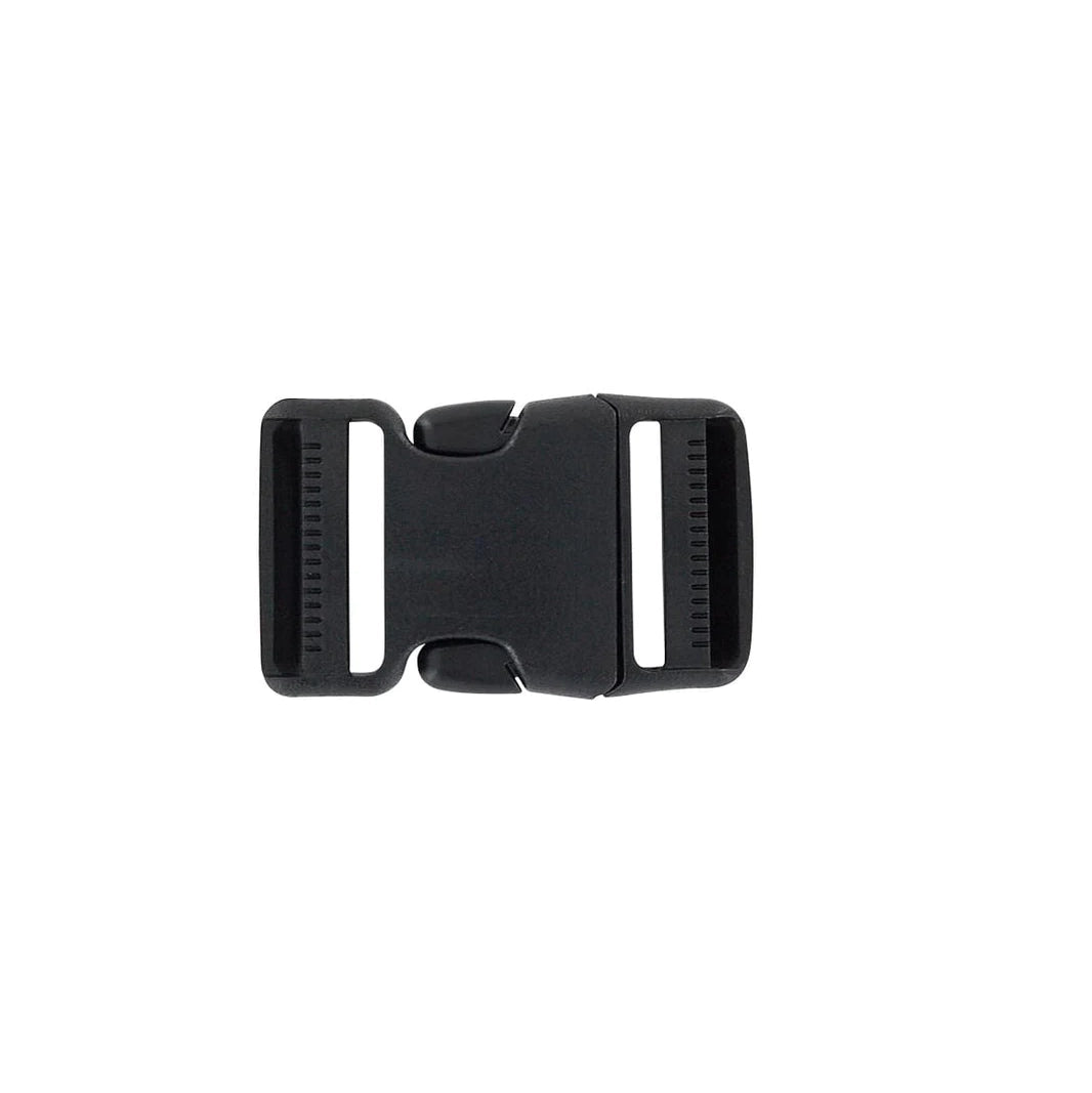 1 1/2" Black, Dual Adjustable Side Squeeze Buckle, Plastic