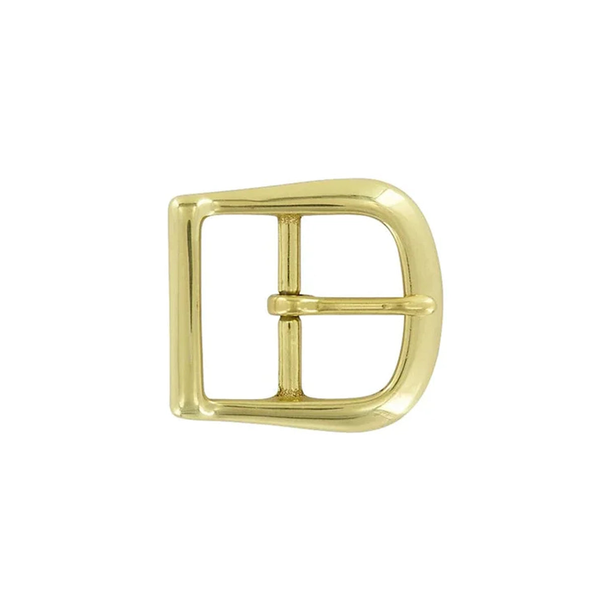 1 1/2" Brass, D Shaped Center Bar Buckle, Solid Brass