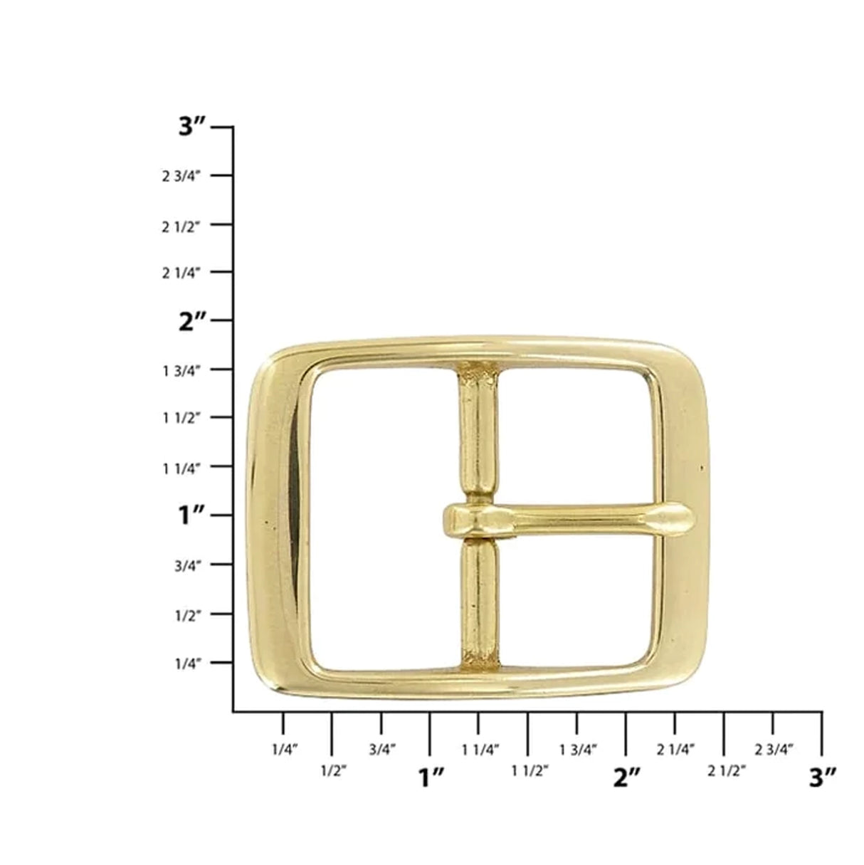 1 1/2" Brass, Center Bar Buckle, Solid Brass