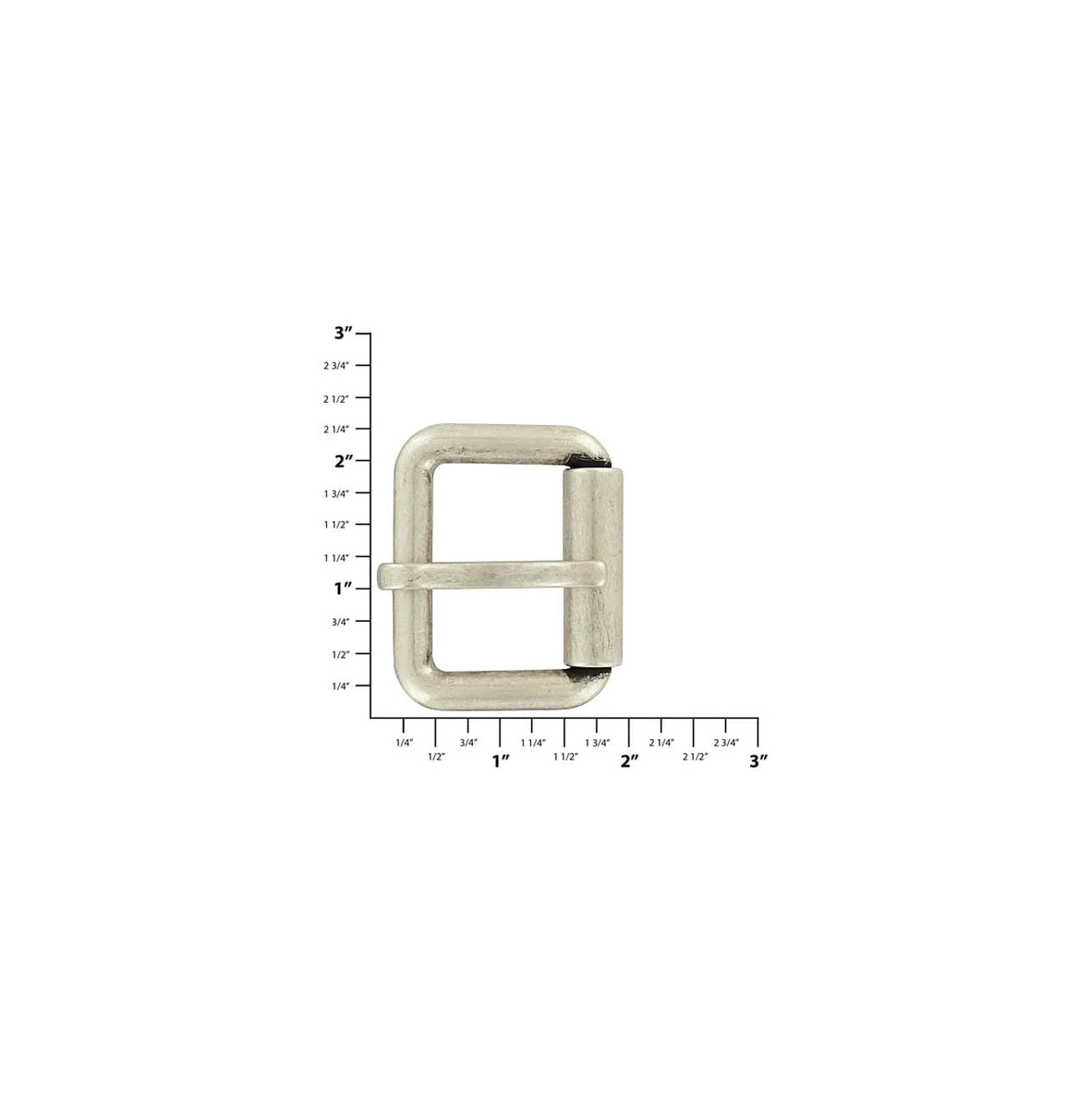 1 1/2" Brushed Nickel, Heel Bar Roller Buckle, Zinc Alloy