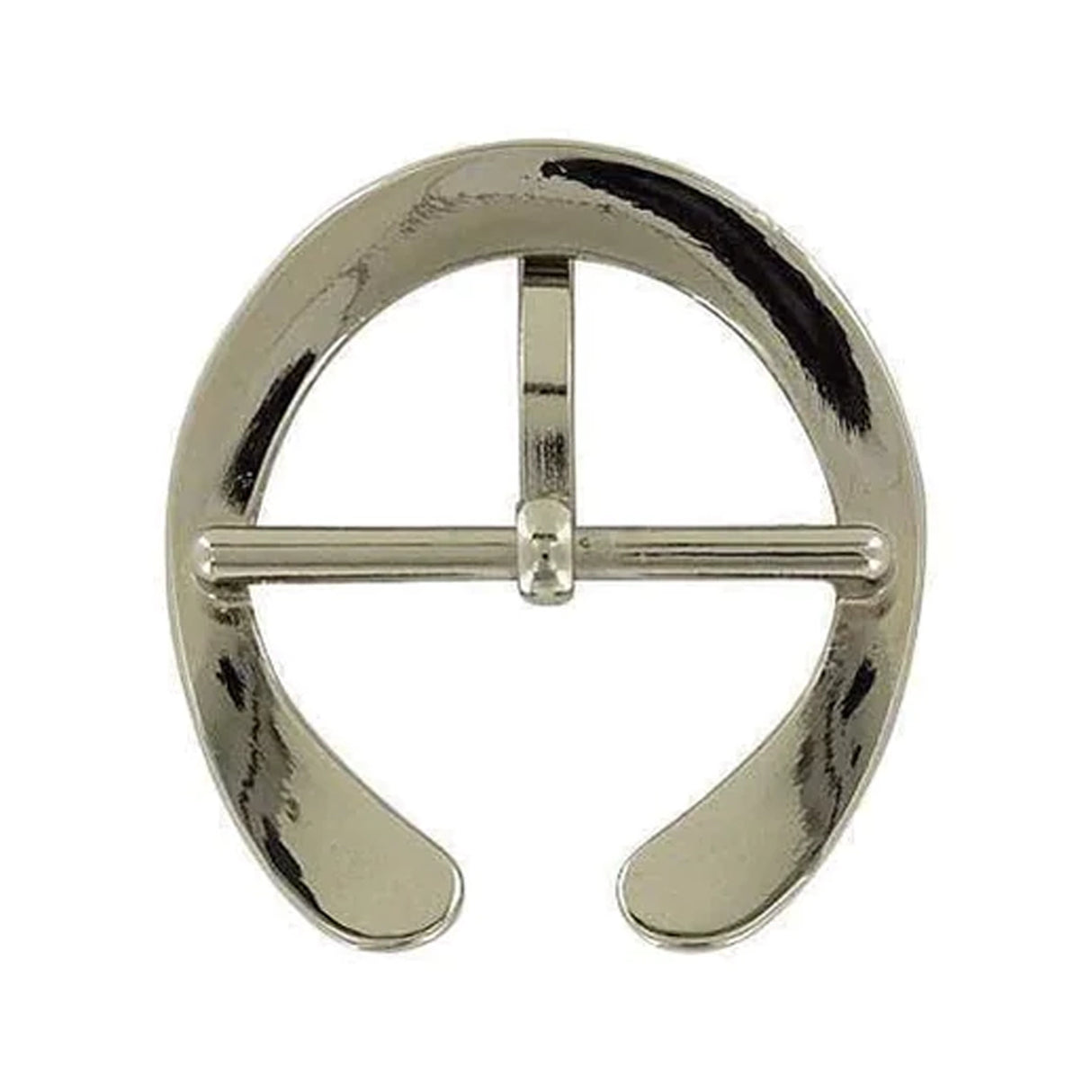 1 1/2" Nickel, Horseshoe Center Bar Buckle, Zinc Alloy