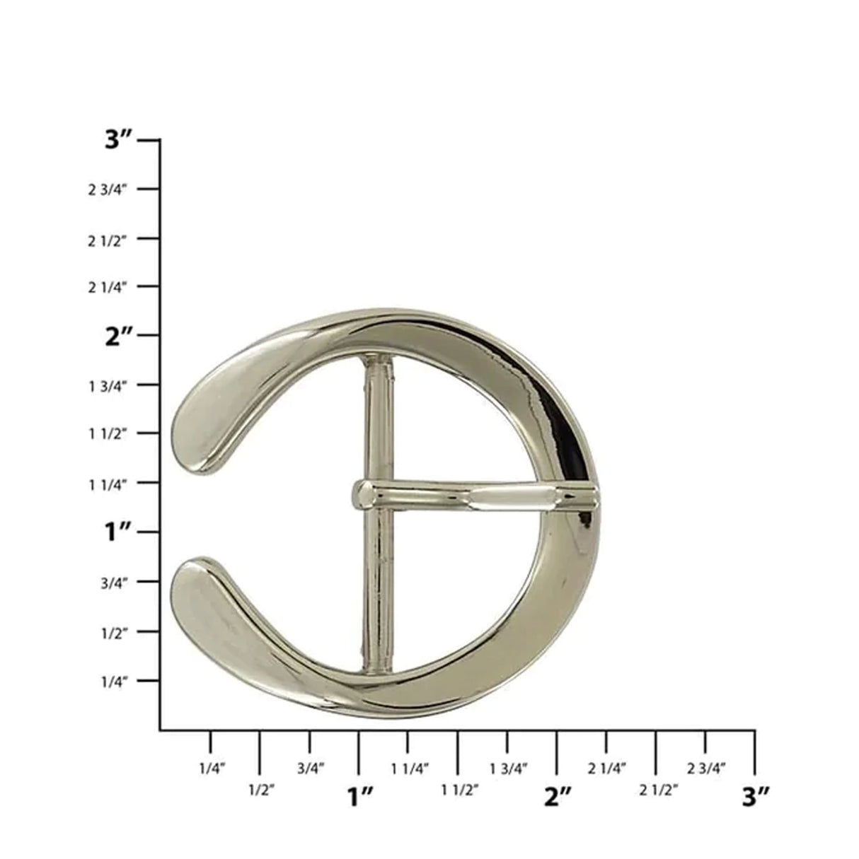 1 1/2" Nickel, Horseshoe Center Bar Buckle, Zinc Alloy