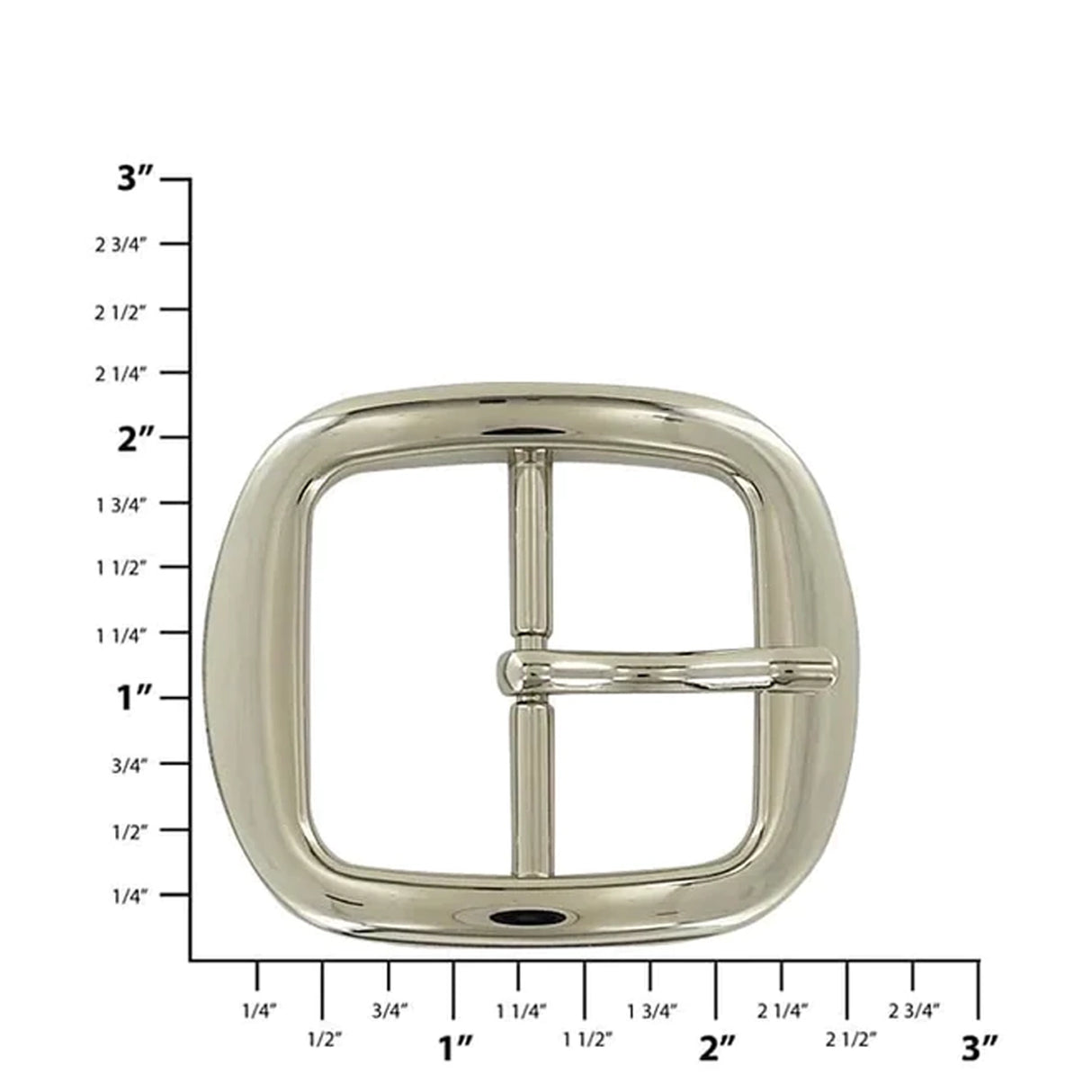 1 1/2" Shiny Nickel, Center Bar Buckle, Zinc Alloy