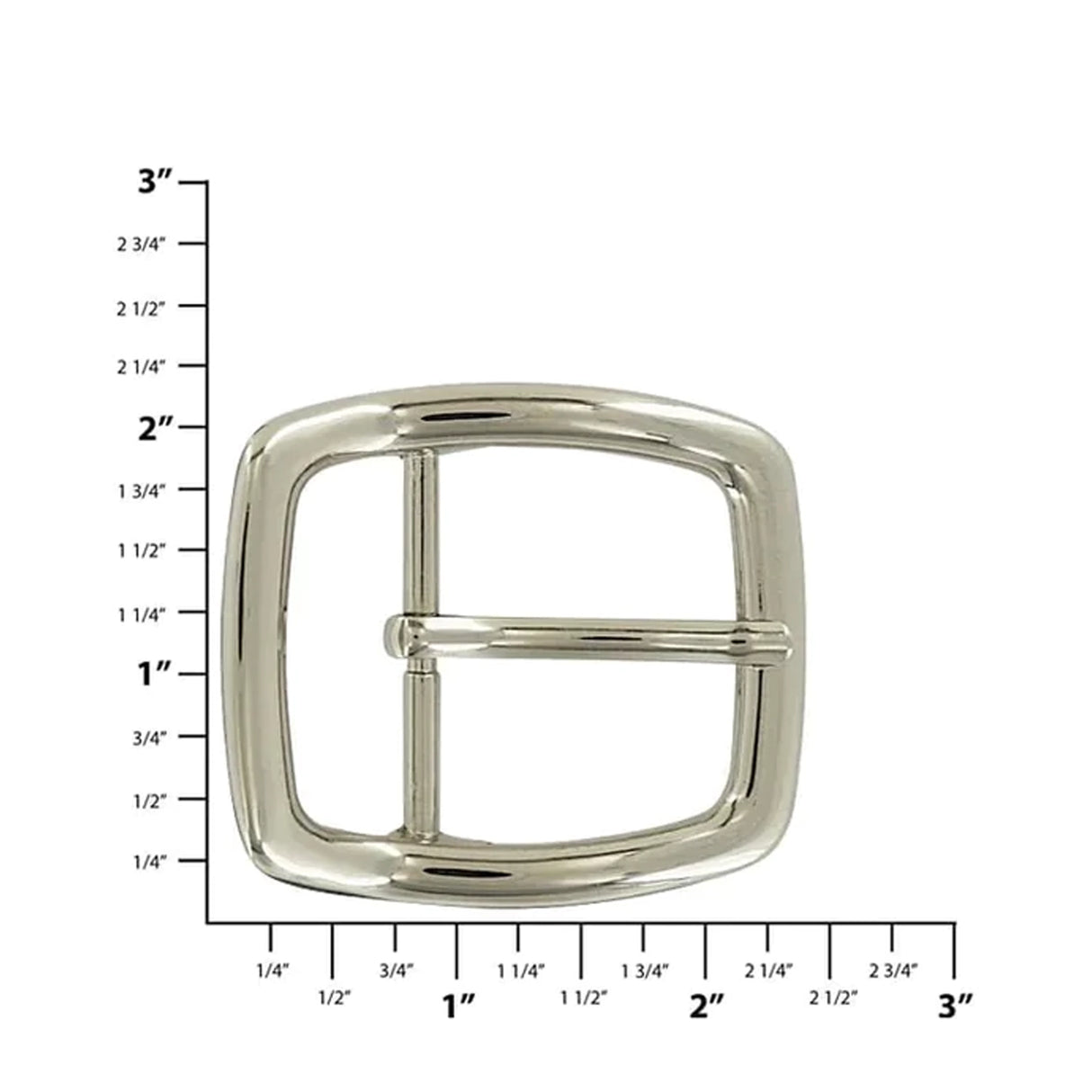 1 1/2" Shiny Nickel, Off Center Bar Buckle, Zinc Alloy