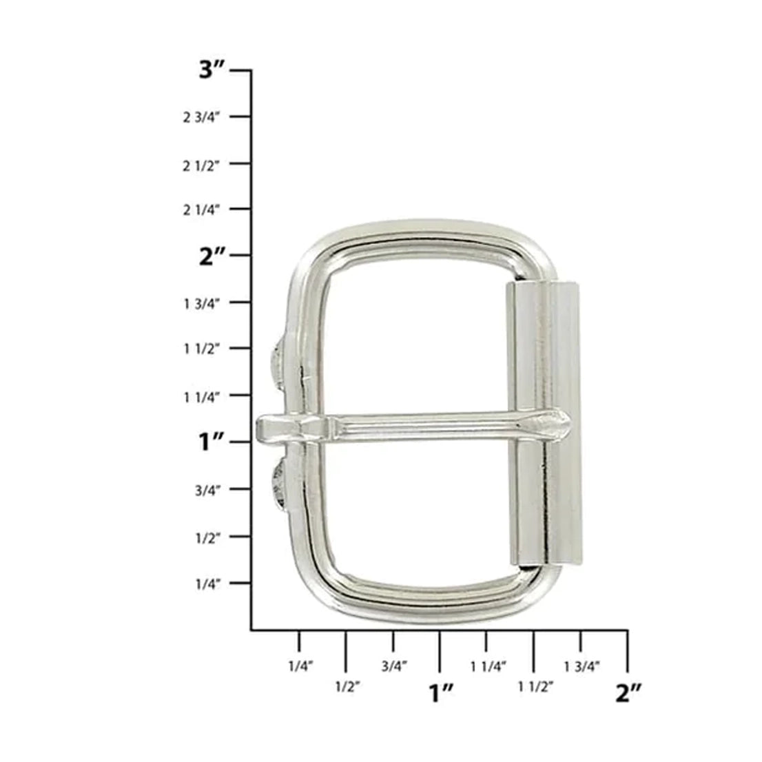 1 1/2" Nickel, Heel Bar Roller Buckle, Steel