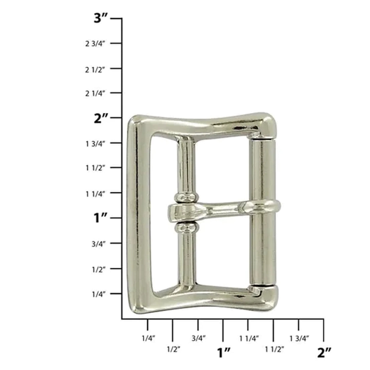 1 1/2" Nickel, Locking Tongue Roller Buckle, Zinc Alloy