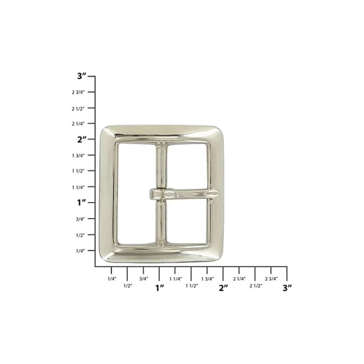 1 1/2" Nickel, Sam Browne Center Bar Buckle, Solid Brass
