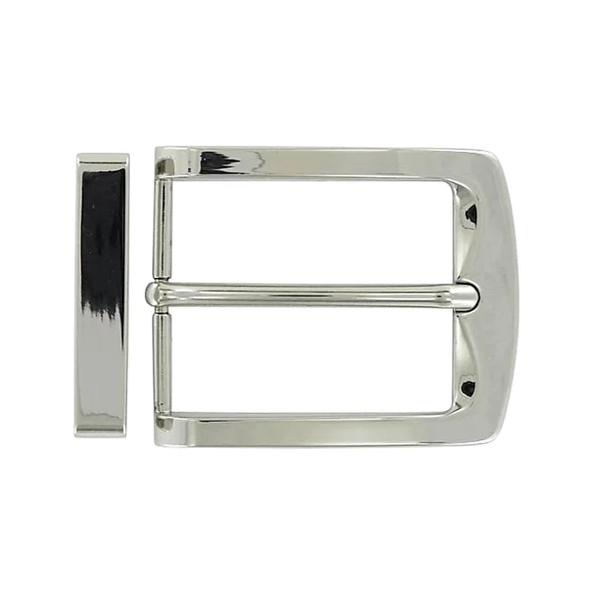 1 1/2" Shiny Nickel, Slim Modern Buckle Set, Zinc Alloy