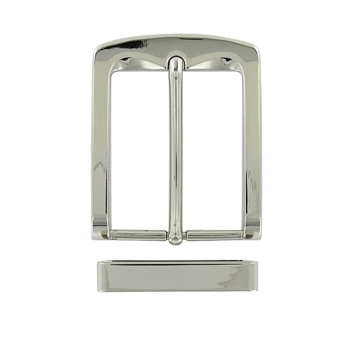 1 1/2" Shiny Nickel, Slim Modern Buckle Set, Zinc Alloy