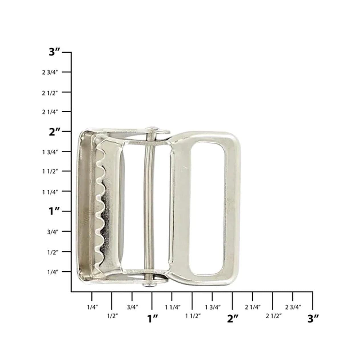 1 1/2" Nickel, Cinch Lock Webbing Buckle, Steel