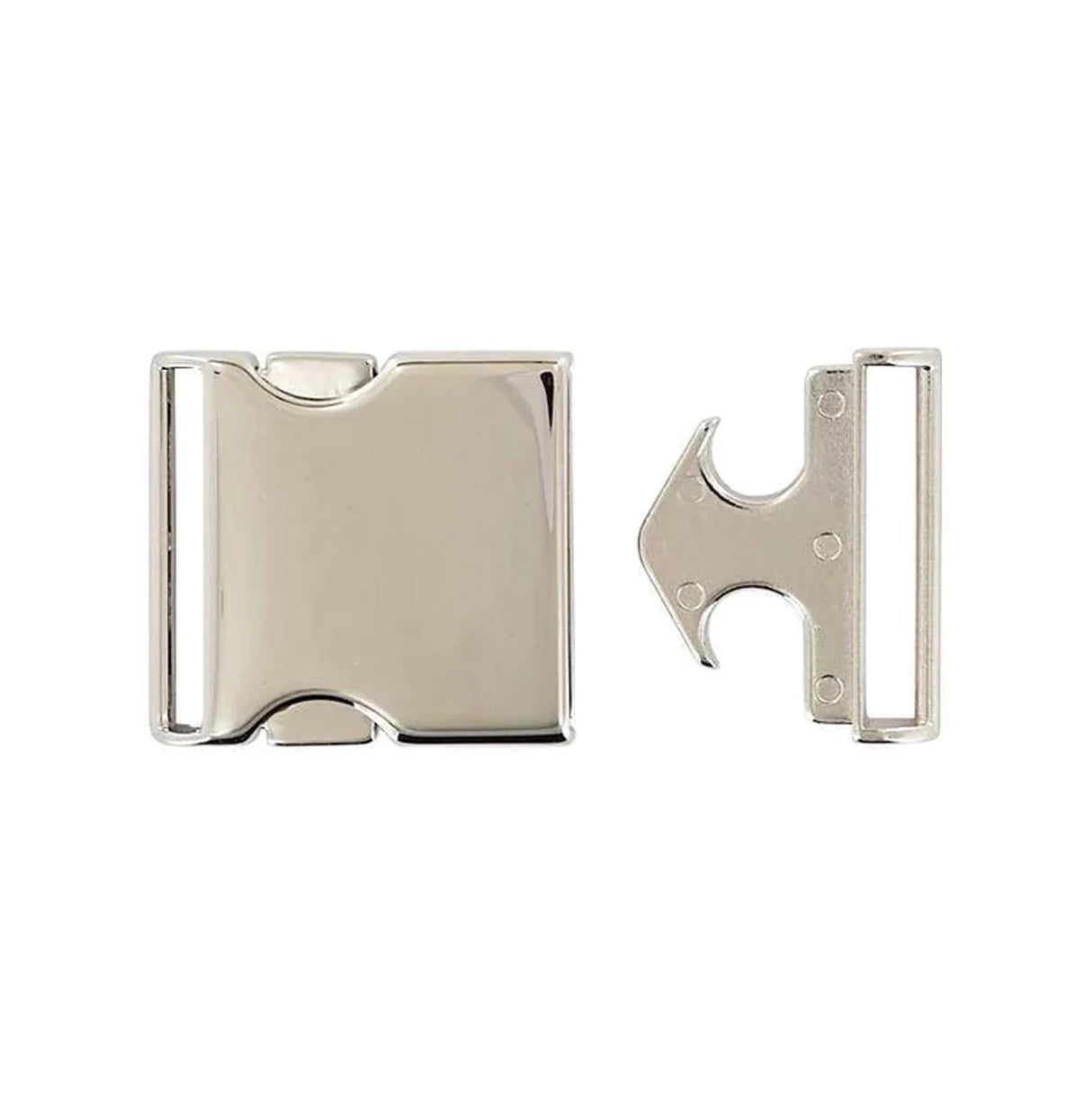 1 1/2" Shiny Nickel, Side Squeeze Buckle, Steel