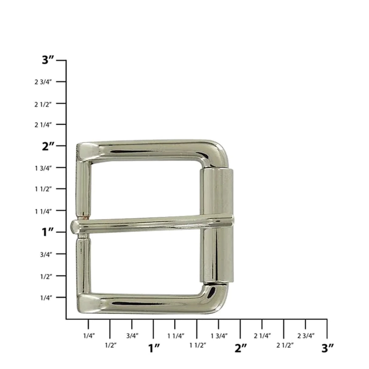 1 1/2" Shiny Nickel, Heel Bar Buckle, Zinc Alloy