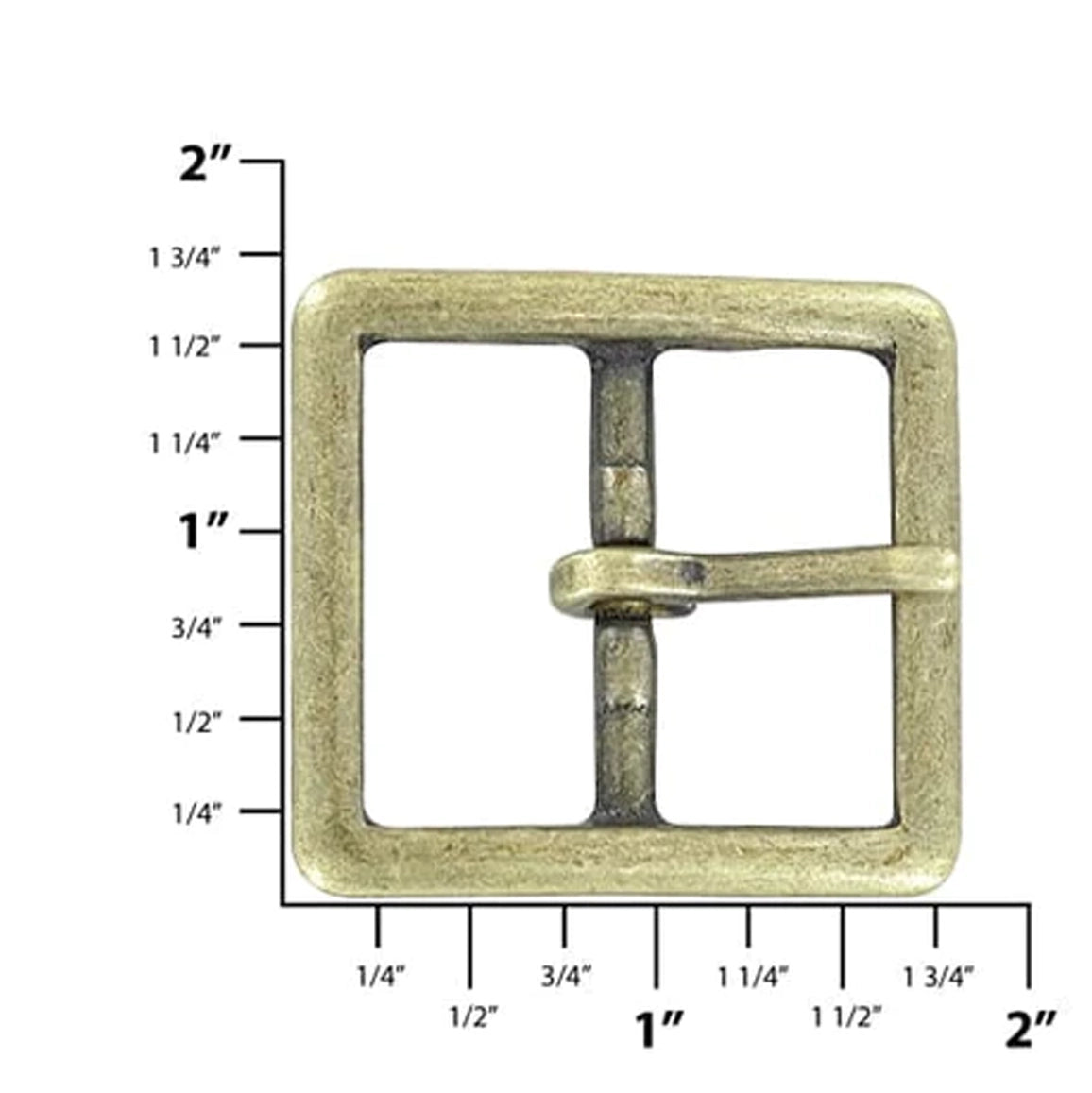 1 1/4" Antique Brass, Sam Browne Center Bar Buckle, Solid Brass