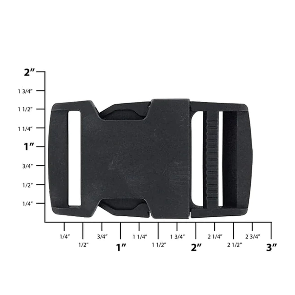 1 1/4" Black, Side Squeeze Buckle, Plastic