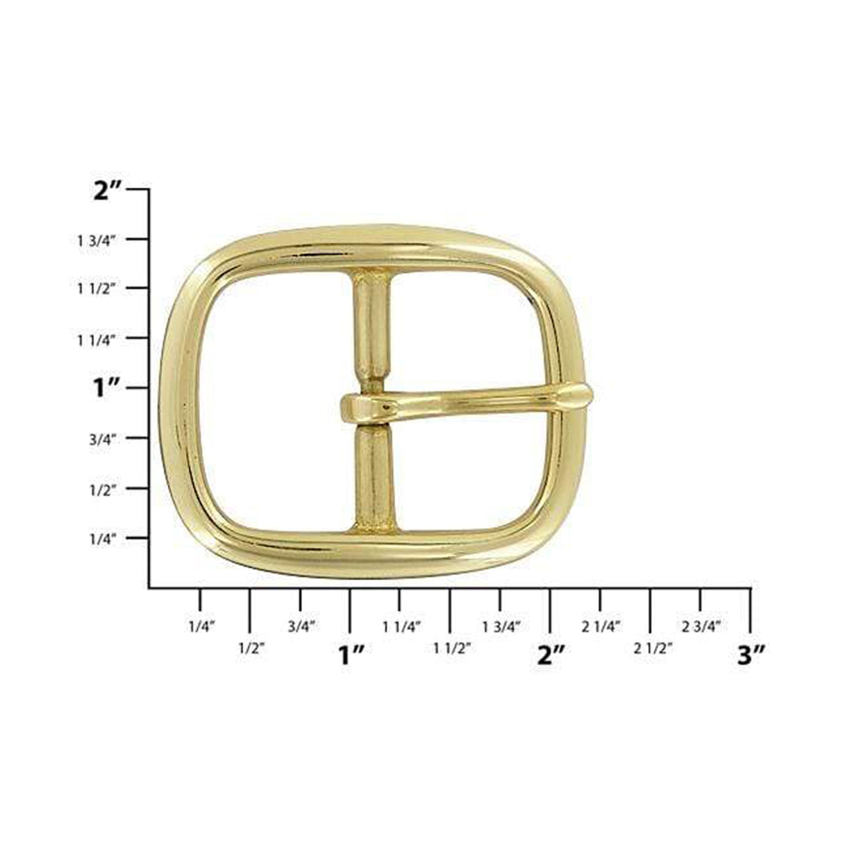 1 1/4" Brass, 46x55mm Center Bar Buckle, Solid Brass