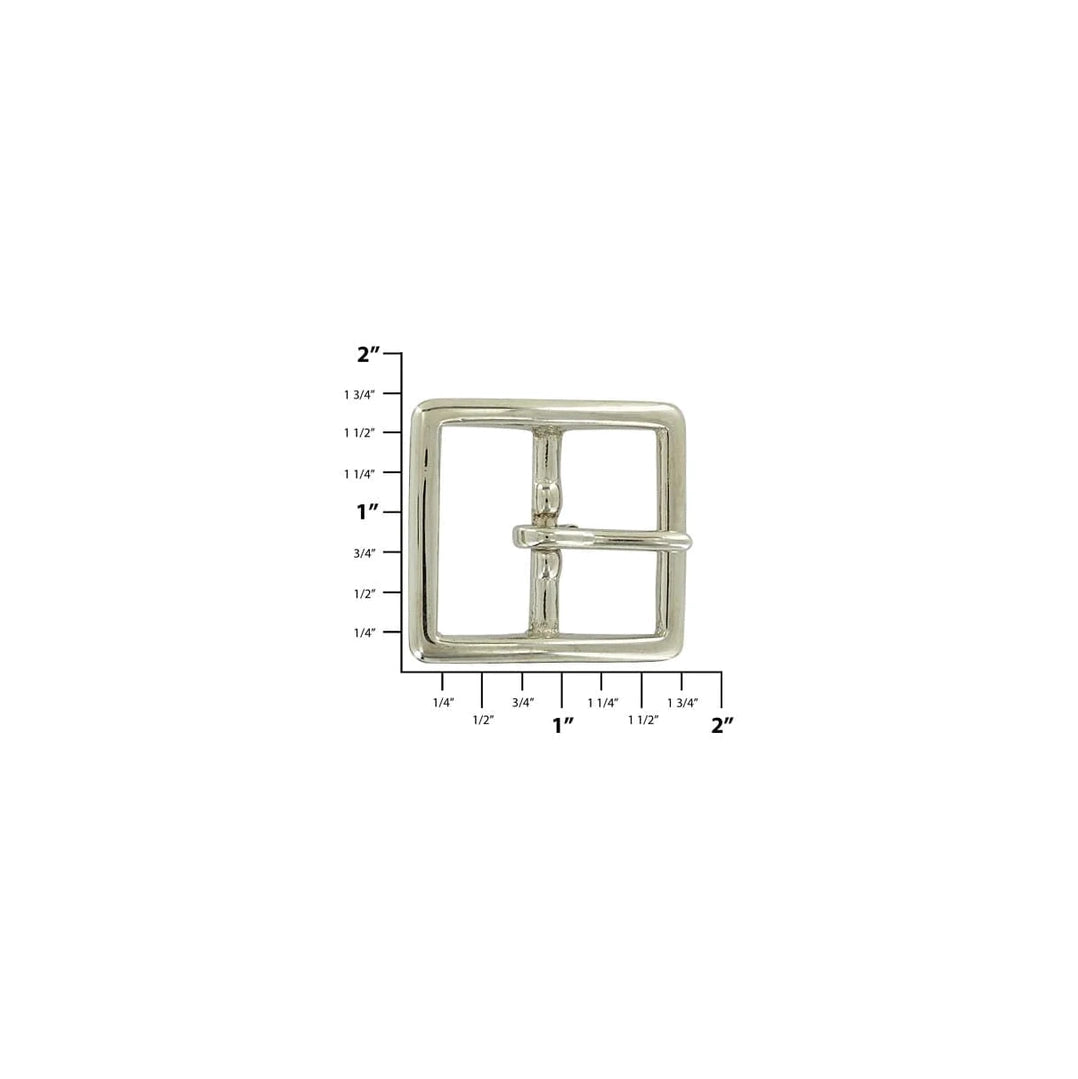 1 1/4" Nickel, 1.8"x1.7" Center Bar Buckle, Solid Brass