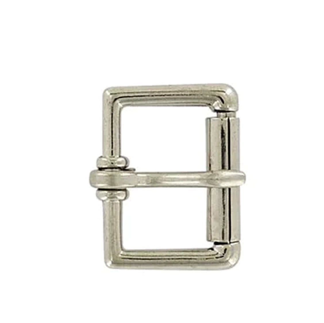 1 1/4" Nickel, Heel Bar Roller Buckle, Zinc Alloy