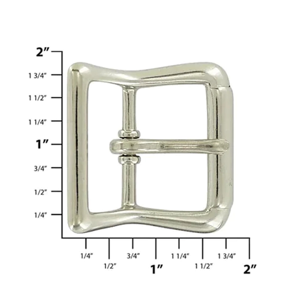 1 1/4" Nickel, Imitation Roller Center Bar Buckle, Zinc Alloy