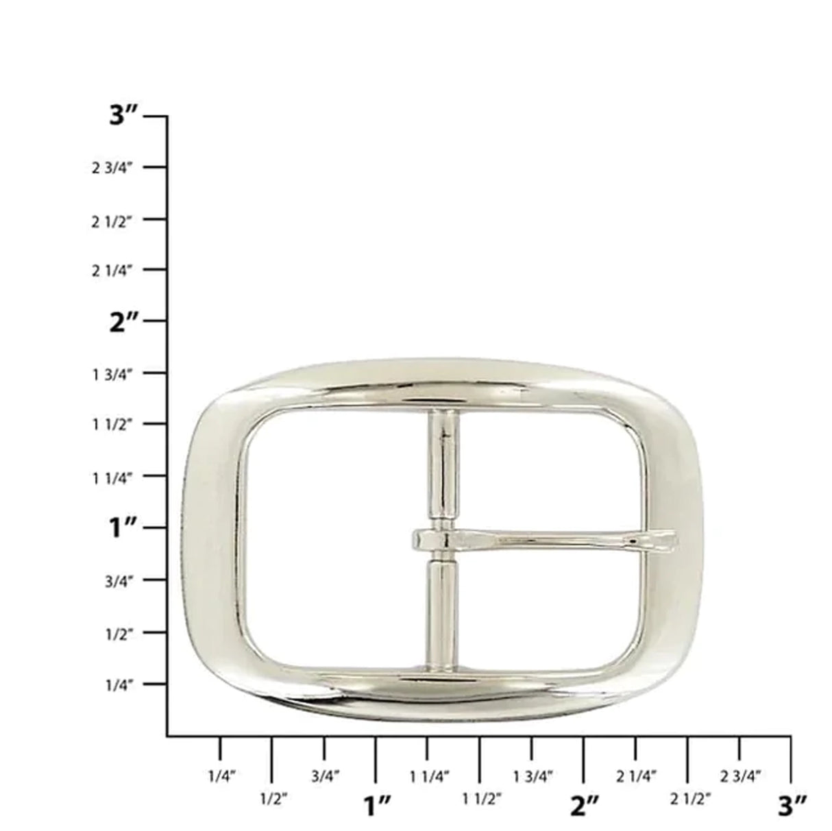 1 1/4" Nickel, Center Bar Buckle, Steel