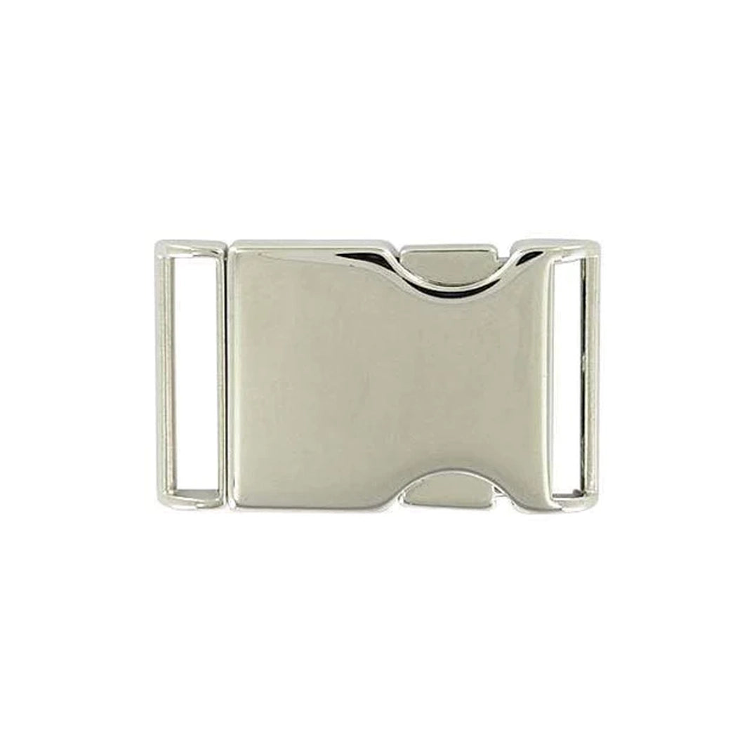 1 1/8" Shiny Nickel, Side Squeeze Buckle, Aluminum