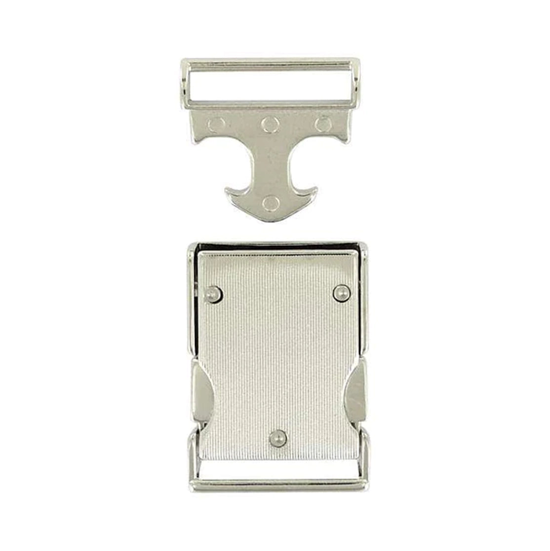 1 1/8" Shiny Nickel, Side Squeeze Buckle, Aluminum