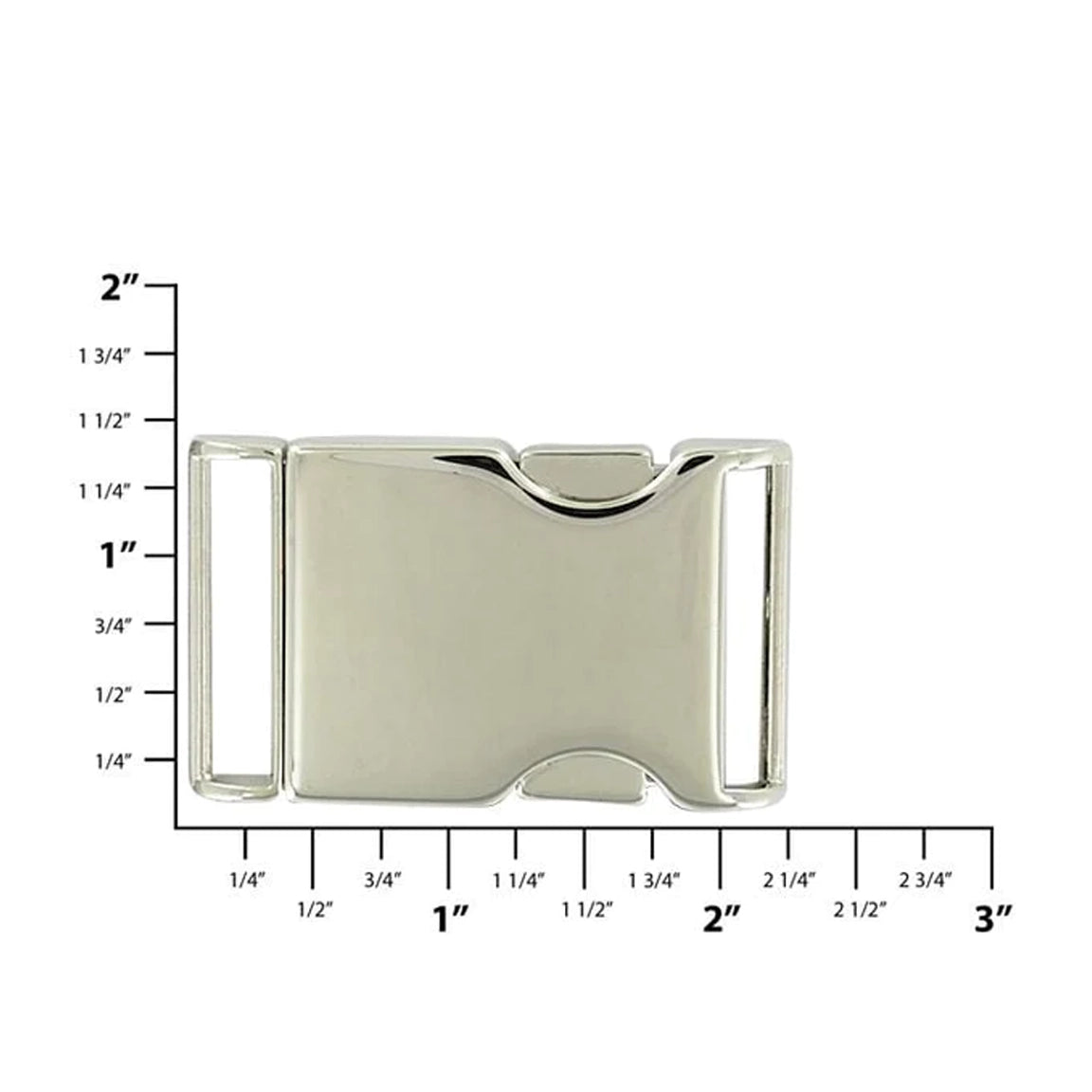 1 1/8" Shiny Nickel, Side Squeeze Buckle, Aluminum