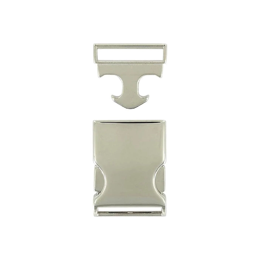 1 1/8" Shiny Nickel, Side Squeeze Buckle, Aluminum