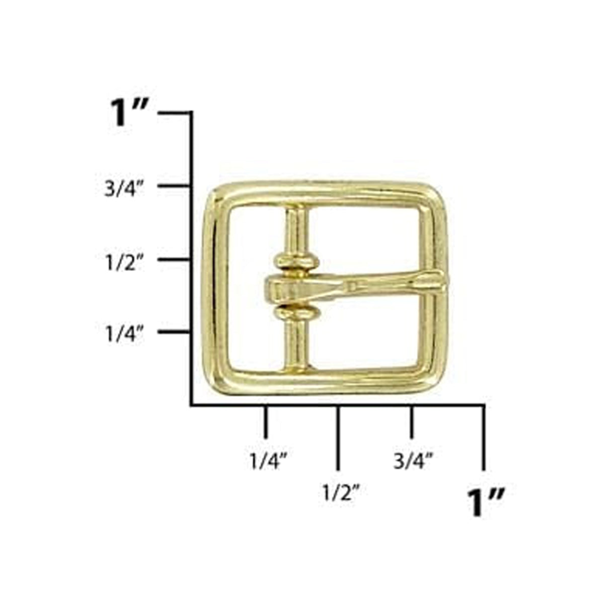 1/2" Brass, Center Bar Buckle, Zinc Alloy