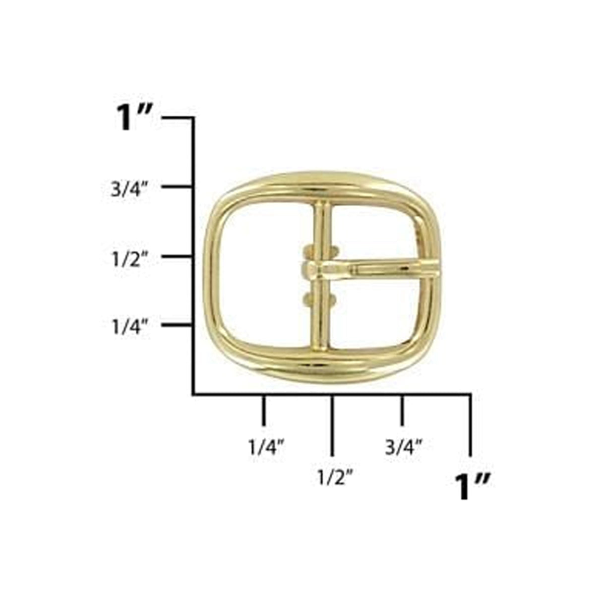 1/2" Gold, Center Bar Buckle, Zinc Alloy